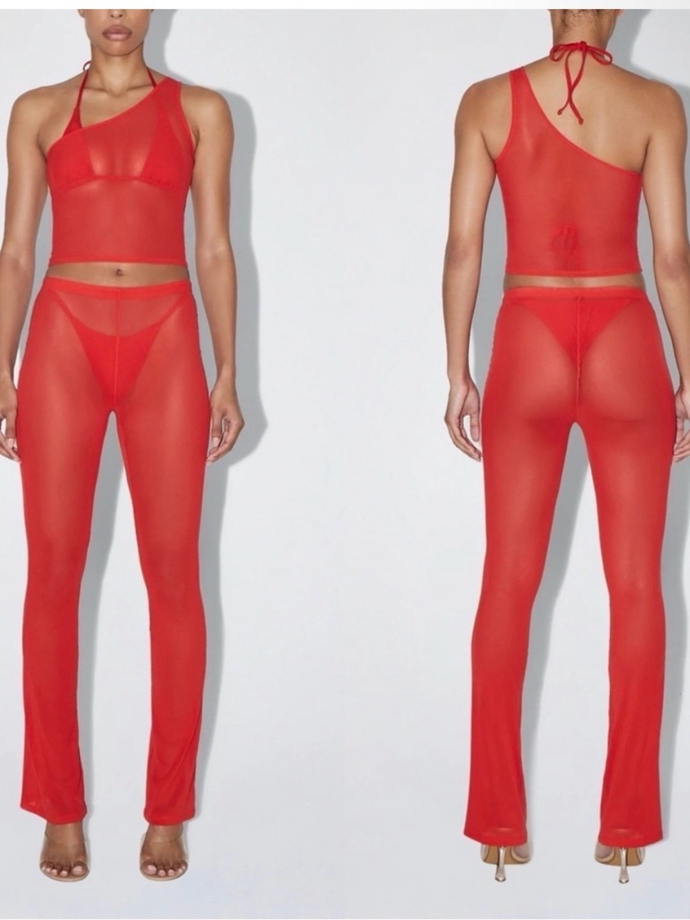 NWT KHY Mesh Low Rise Pants in Cherry